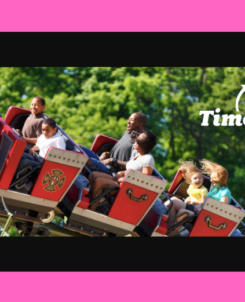 Dollywood TimeSaver Pass Logo with FireChaser Express Roller Coaster Car