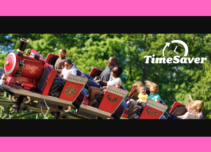 Dollywood TimeSaver Pass Logo with FireChaser Express Roller Coaster Car