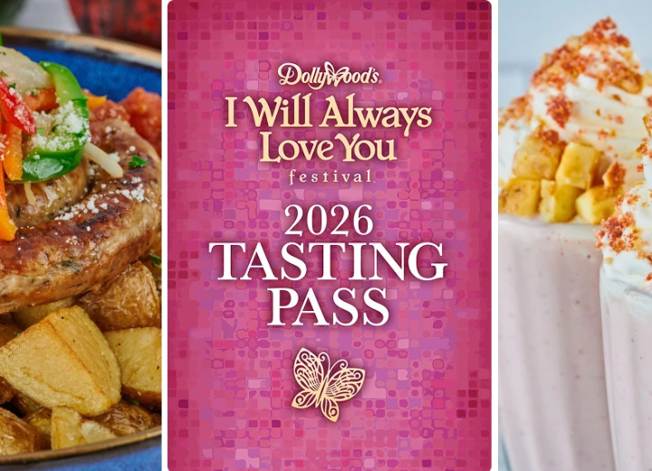 I Will Always Love You Festival Tasting Pass Header Image with Festival Logo and images of food